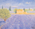 Painting of lavender farm in Provence